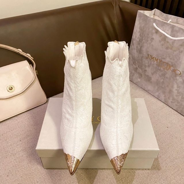 Lace Pointed Toe High Heeled Boots