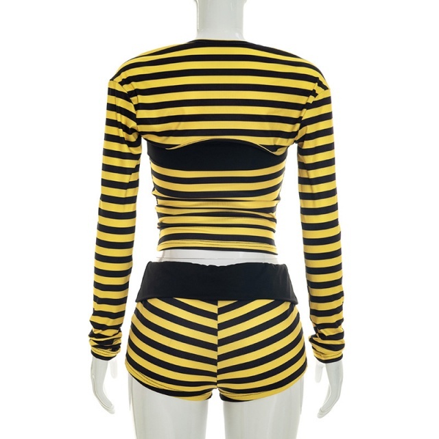 Striped Tube Top 3 Pieces Short Set
