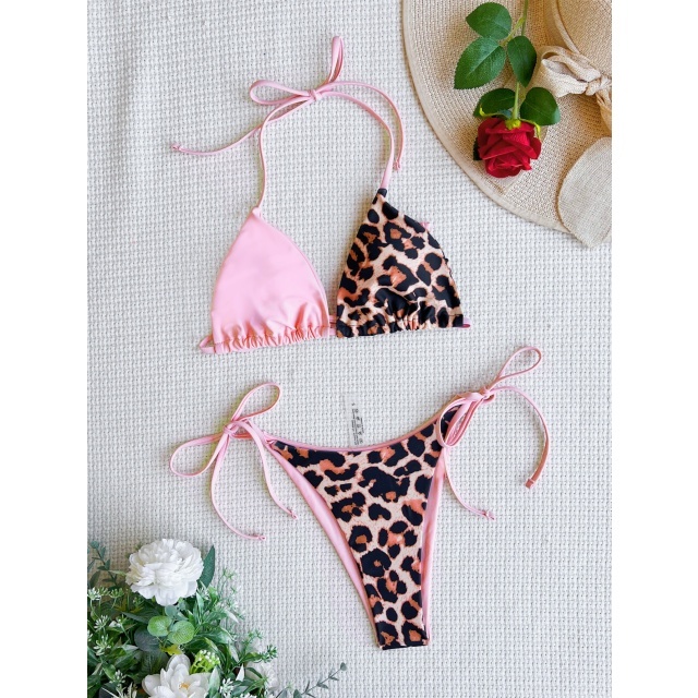 Contrast Color Low Waist Bikini Set