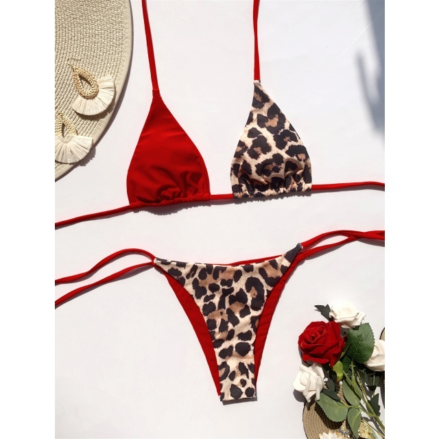 Contrast Color Low Waist Bikini Set
