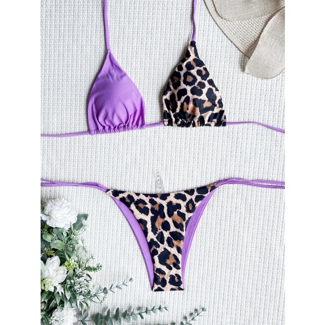 Contrast Color Low Waist Bikini Set