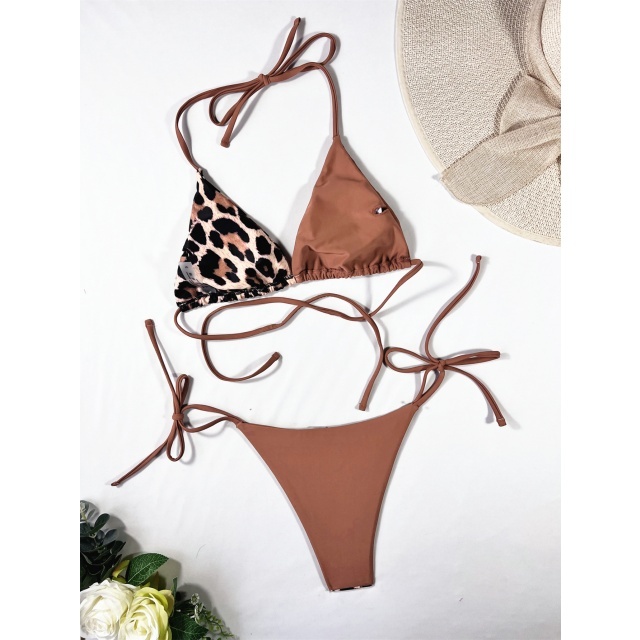 Contrast Color Low Waist Bikini Set