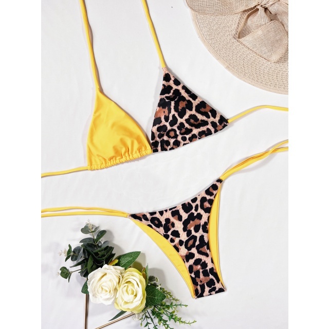 Contrast Color Low Waist Bikini Set