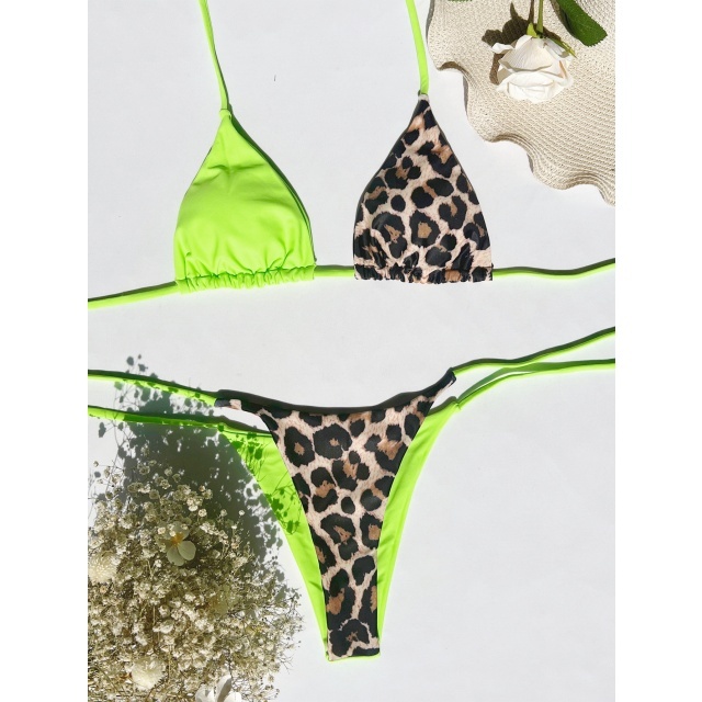 Contrast Color Low Waist Bikini Set