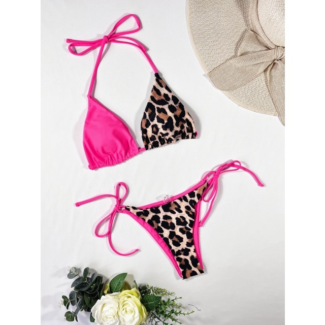 Contrast Color Low Waist Bikini Set