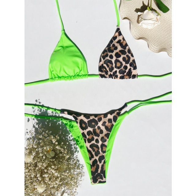 Contrast Color Low Waist Bikini Set