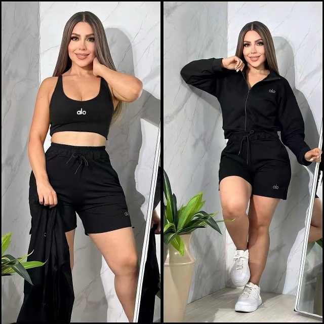 Fashion Embroidery 3 Piece Short Tracksuit Set