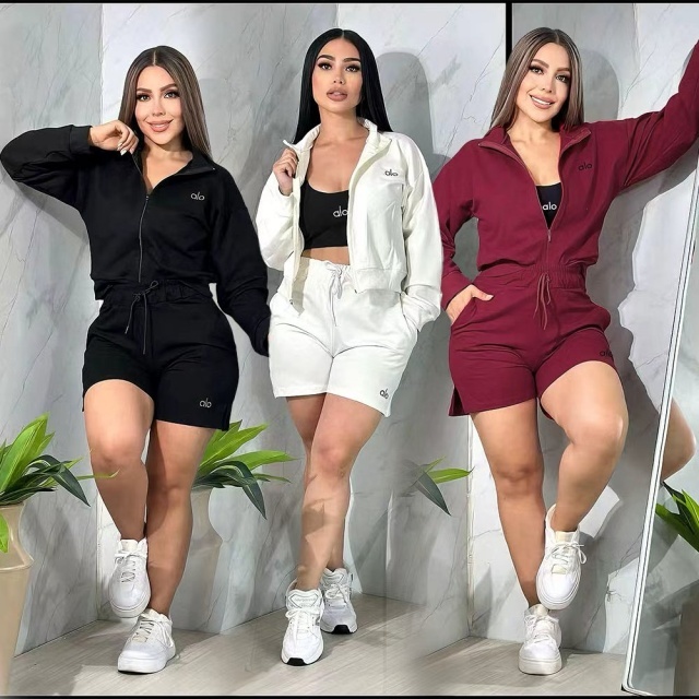 Fashion Embroidery 3 Piece Short Tracksuit Set