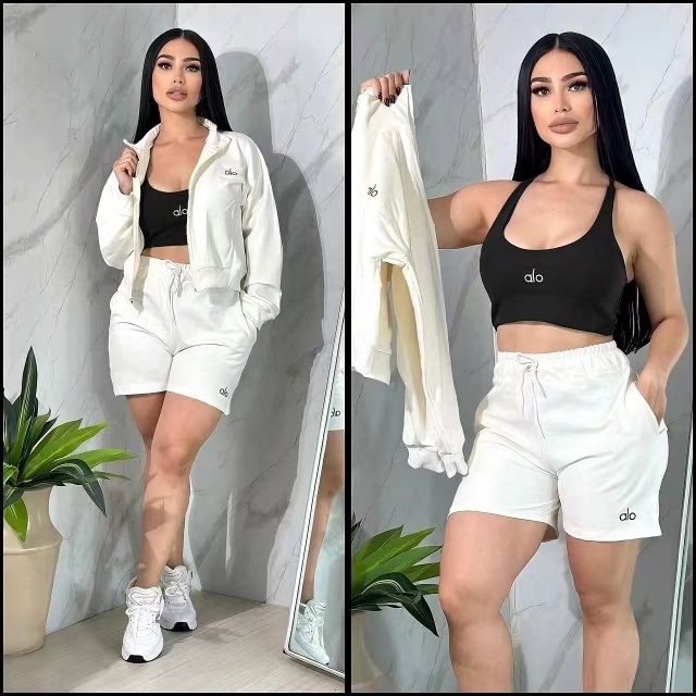 Fashion Embroidery 3 Piece Short Tracksuit Set