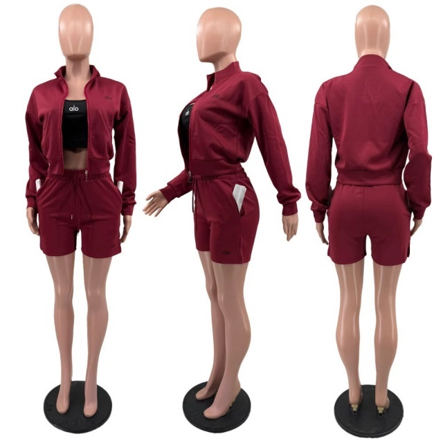 Fashion Embroidery 3 Piece Short Tracksuit Set