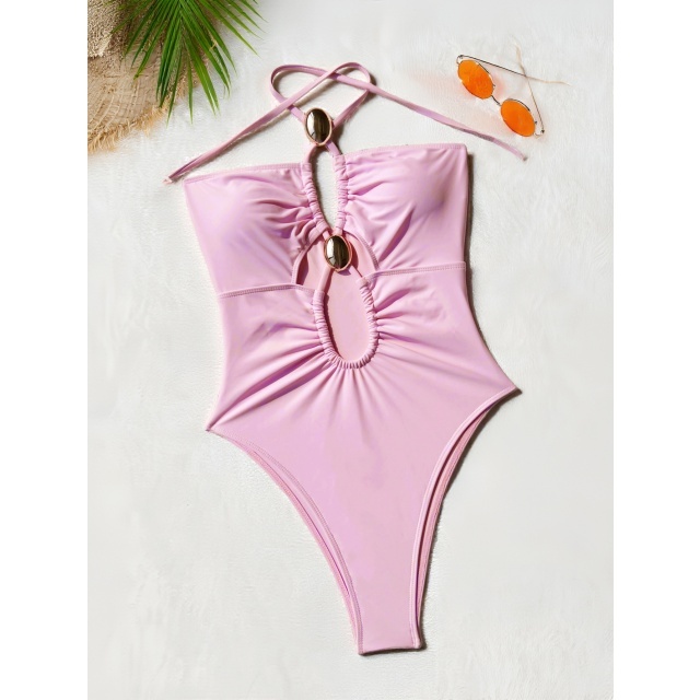 Halter Hollow Out One Piece Swimsuit