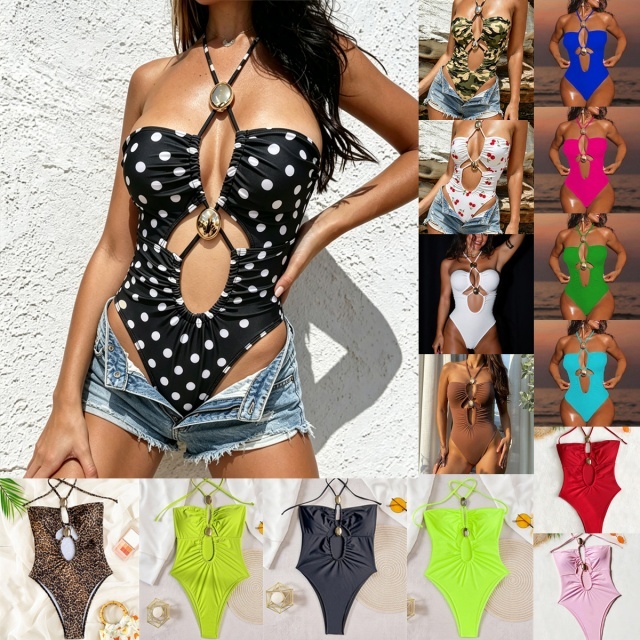 Halter Hollow Out One Piece Swimsuit