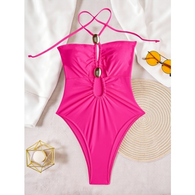 Halter Hollow Out One Piece Swimsuit