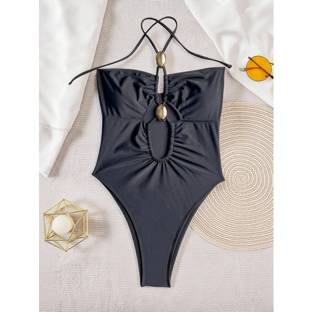 Halter Hollow Out One Piece Swimsuit
