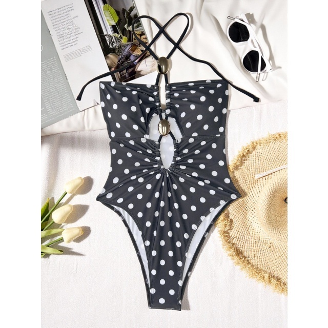 Halter Hollow Out One Piece Swimsuit