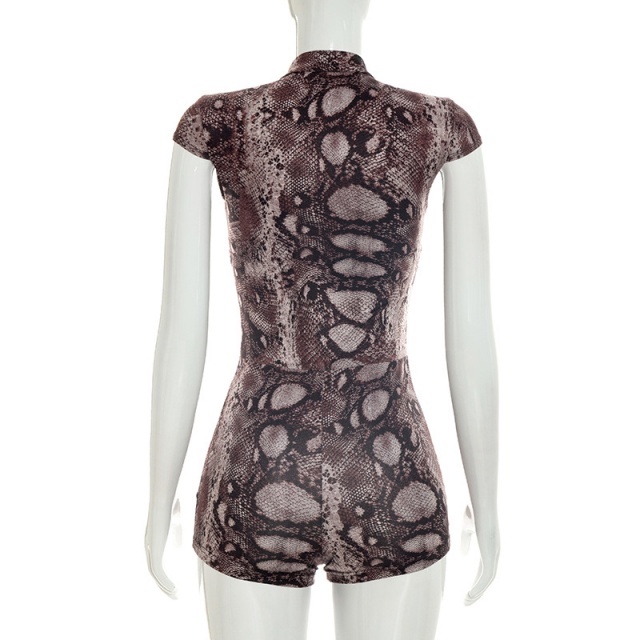 Printed Hollow Out Slim Fitted Romper