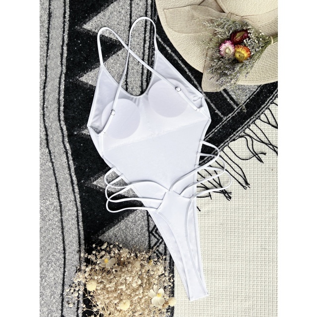 Solid Color Backless One Piece Swimsuit