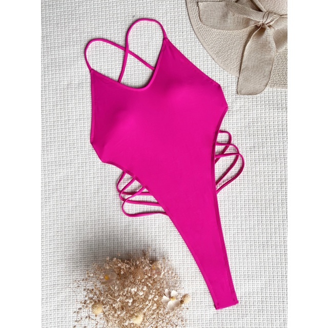 Solid Color Backless One Piece Swimsuit