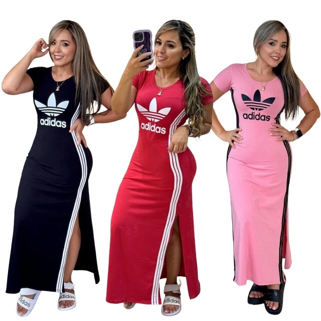 Fashion Short Sleeve Slit Maxi Dress