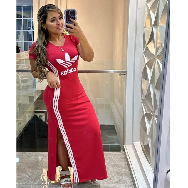 Fashion Short Sleeve Slit Maxi Dress