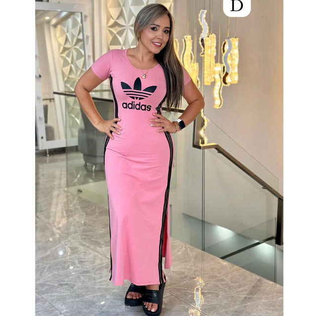 Fashion Short Sleeve Slit Maxi Dress