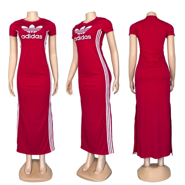 Fashion Short Sleeve Slit Maxi Dress
