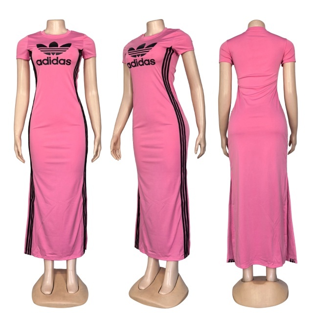 Fashion Short Sleeve Slit Maxi Dress