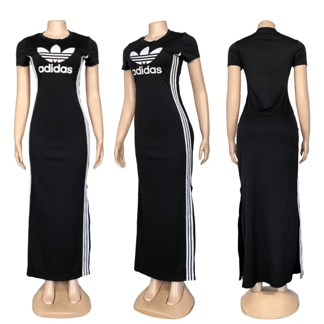 Fashion Short Sleeve Slit Maxi Dress