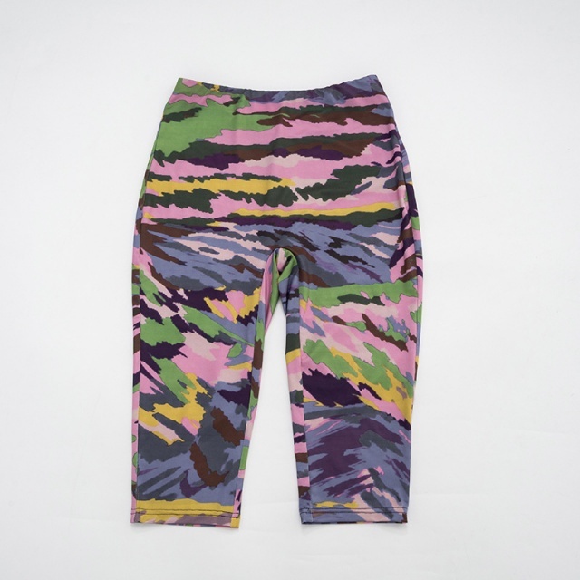 Colorful Camo Print Bodysuit Midi Pants Set