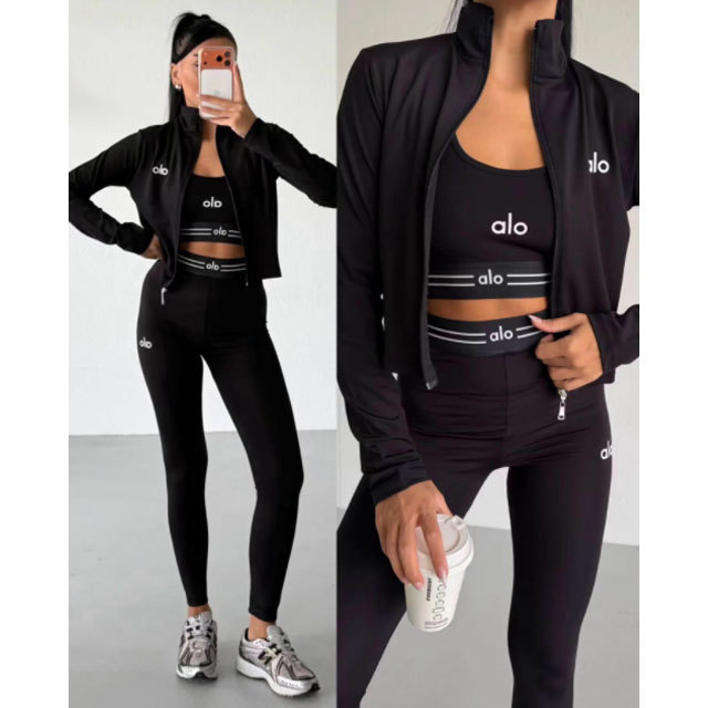 Fashion High Waist 3 Piece Tracksuit Set
