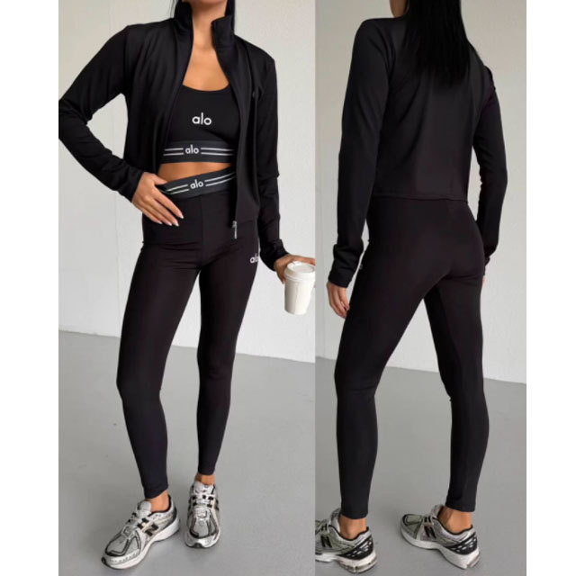 Fashion High Waist 3 Piece Tracksuit Set