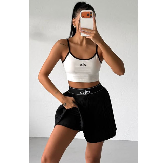 Fashion Tennis High Waist Pleated Skirt Set