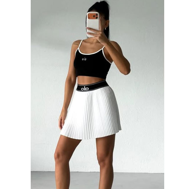 Fashion Tennis High Waist Pleated Skirt Set