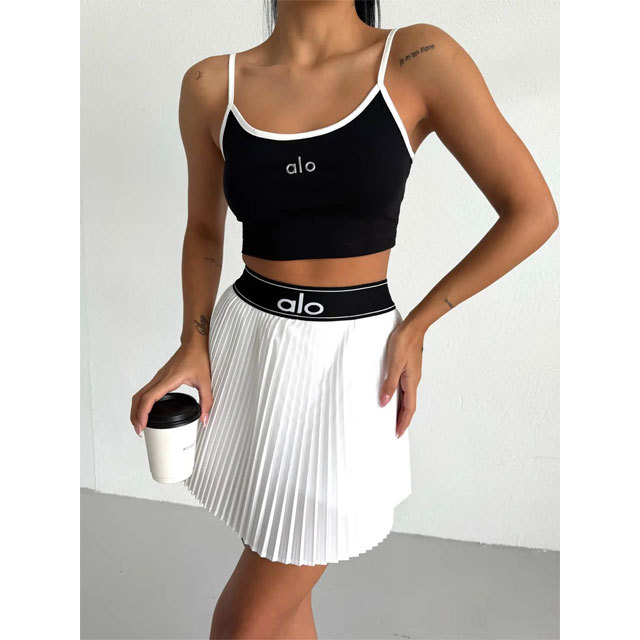 Fashion Tennis High Waist Pleated Skirt Set
