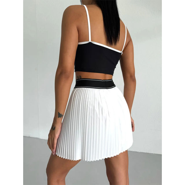 Fashion Tennis High Waist Pleated Skirt Set
