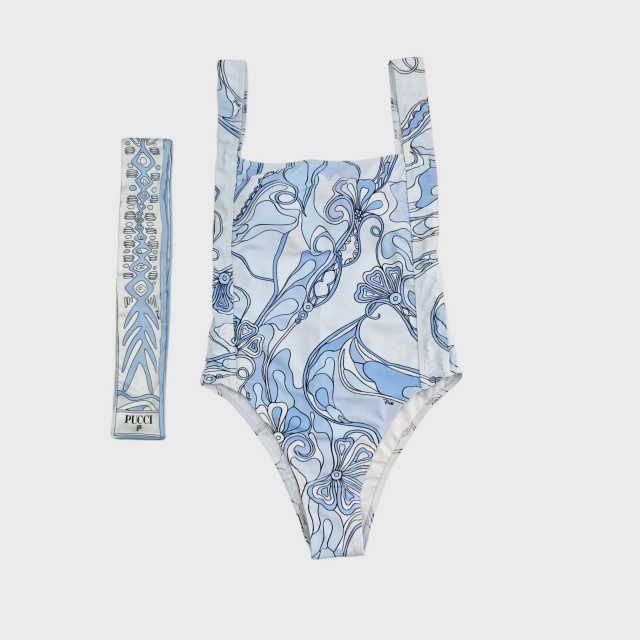 Backless Beachwear One Piece Swimsuit with Scarf