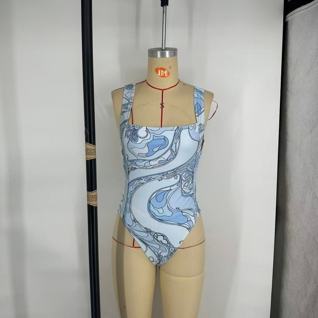Backless Beachwear One Piece Swimsuit with Scarf