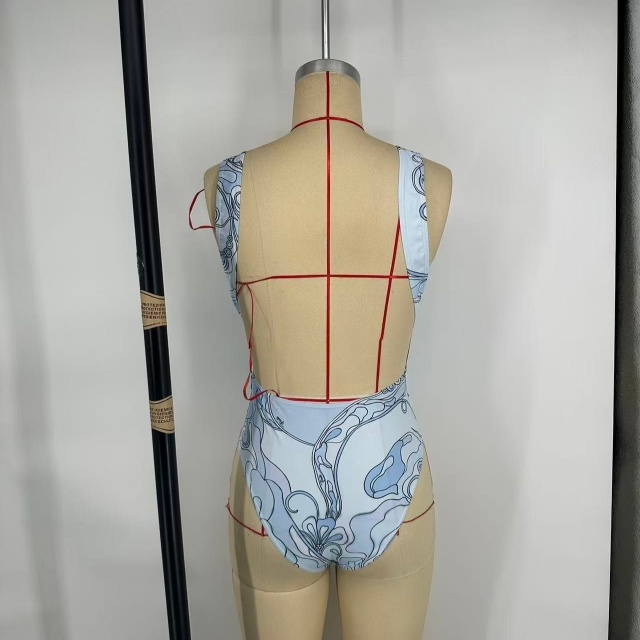 Backless Beachwear One Piece Swimsuit with Scarf