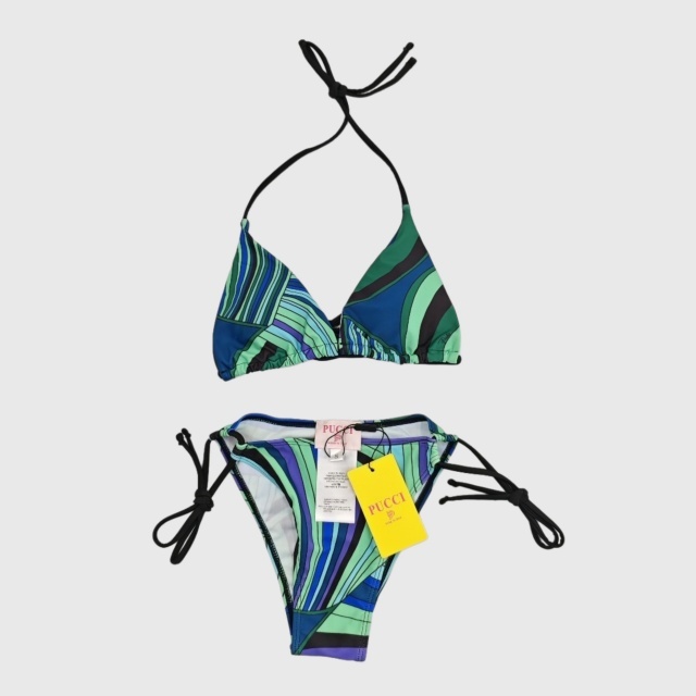 Green Printed Fashion Bikini Set with Scarf