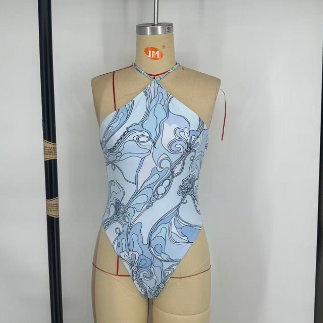 Halter Criss-cross Backless One Piece Swimsuit