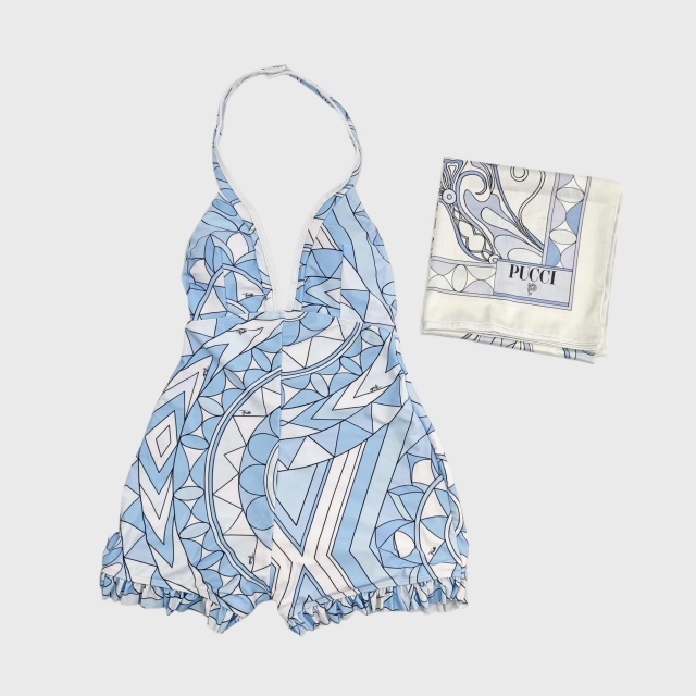 Halter V Neck Printed Fitted Romper