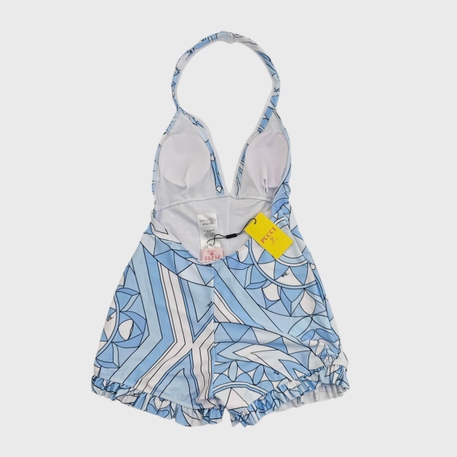 Halter V Neck Printed Fitted Romper