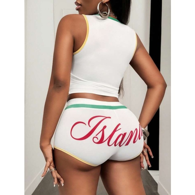 LETS GO THE ISLANDS Tank Top Fitted Short Set