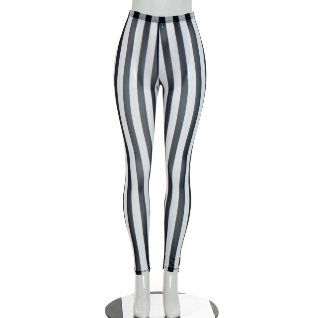 Striped Printed Sheer Mesh High Waist Leggings