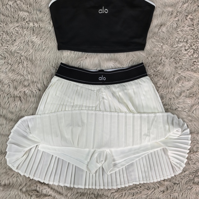 Fashion Tennis High Waist Pleated Skirt Set
