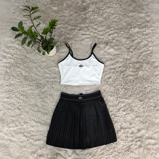 Fashion Tennis High Waist Pleated Skirt Set