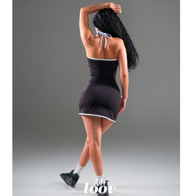Fashion Embroidery Halter Tennis Dress