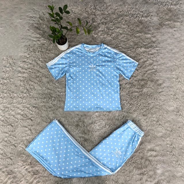 Fashion Embroidery Polka Dots Sport Two Piece Set