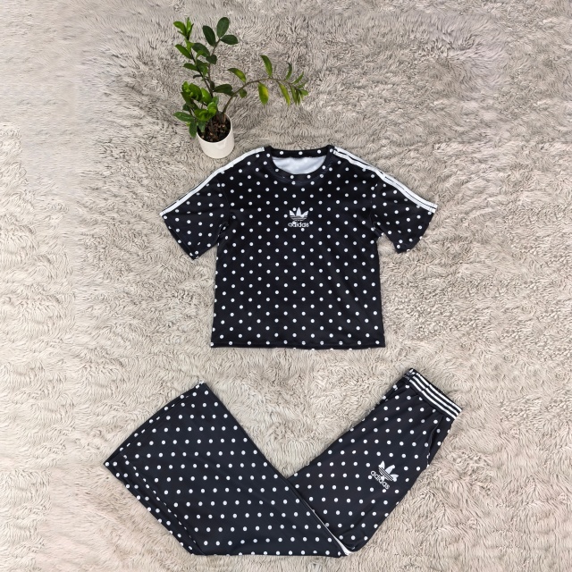 Fashion Embroidery Polka Dots Sport Two Piece Set