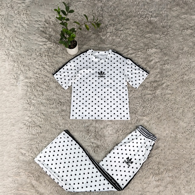 Fashion Embroidery Polka Dots Sport Two Piece Set